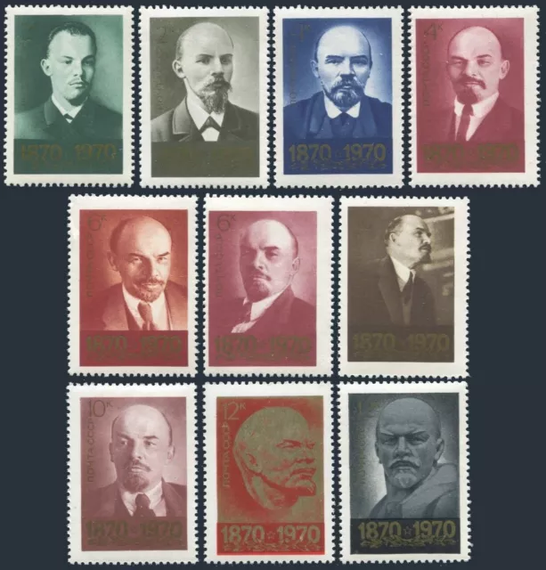 Russia 3721-3730,3731, MNH. Mi 3749-3758, Bl.63. Vladimir Lenin, Portraits, 1970