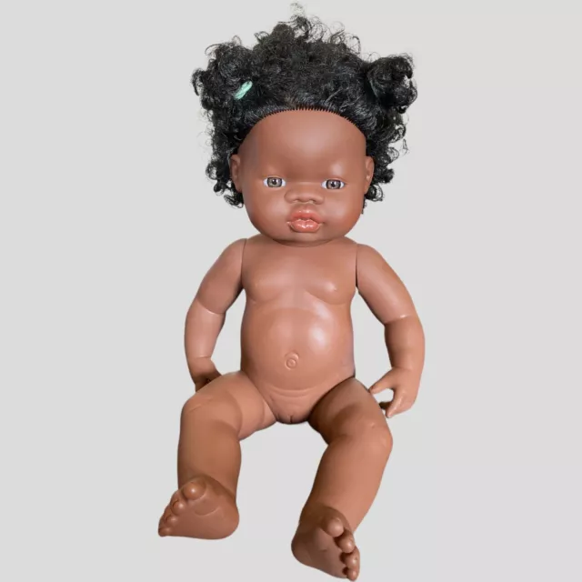 Miniland African Girl Baby Doll Undressed Anatomically Correct 38cm