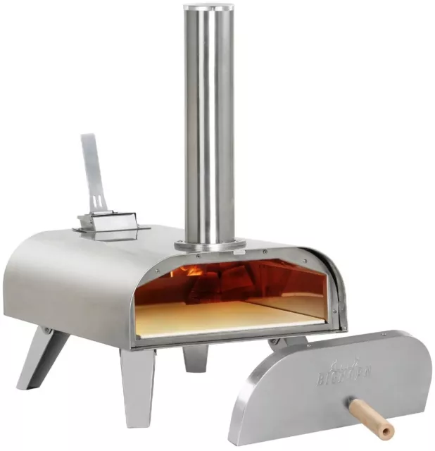 BIG HORN OUTDOORS Pizza Oven Wood Pellet Grill Wood BBQ Pizza Maker Portable