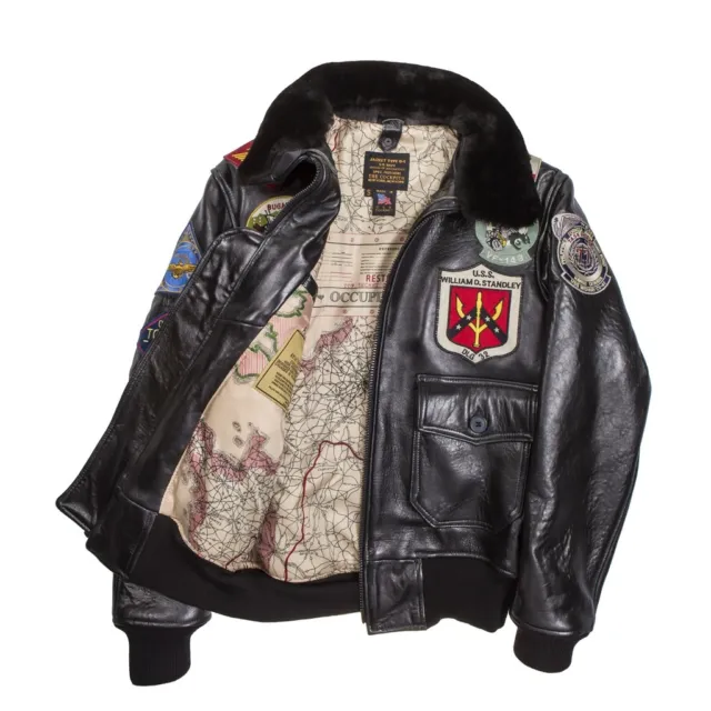 COCKPIT USA TOP Gun Navy G-1 Leather Jacket Brown Made In Usa G1 ...