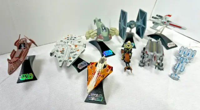 Star Wars Metal Models / Ships + Plastic Stands - Millennium Falcon / Slave Ship