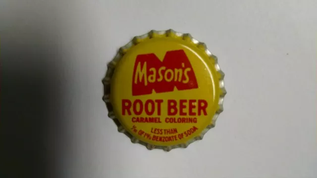 NOS Mason's Root Beer Metal Bottle Cap Cork Vintage Soda Pop Stevens Point RARE