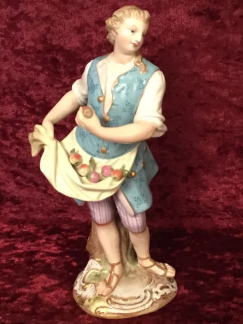 Schöne Figur Meissen Porzellan Mann Gärtner Äpfel 18 cm 1. Wahl