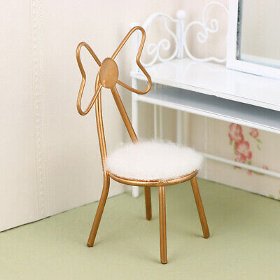1:12 Dollhouse Miniature Metal Butterfly Chair Plush Pad Furniture Accessories