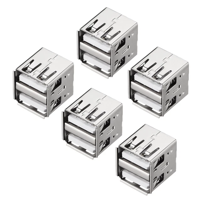 Conector USB tipo PCB:un conector hembra doble puerto 8p vertical 180 grados 5pc