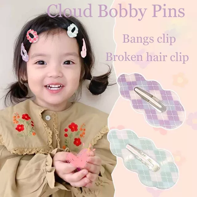 1pc Hair Ornament Clouds Hair Clips Grid Duck Beak Clip Bang Clip  Girls