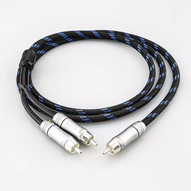 OFC Vergoldet HIFI Audio Subwoofer RCA Signal Cable 1 to 2 Splitter Cinch Kabel