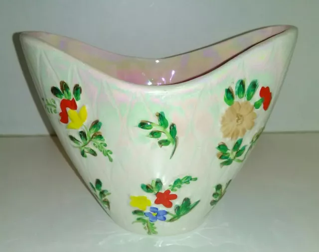 Beautiful Arthur Wood /Maling Pottery Lustre Ware Floral Freeform Vase Ornament