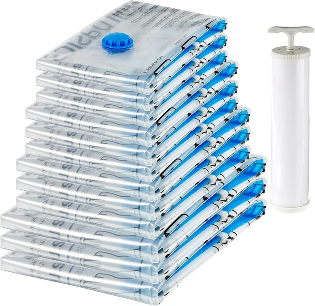 12 Sacs Sous Vide + Pompe Électrique – 3J 3L 3M 3S – Gain De Place Jusqu’à 80% Pour Vêtements & Couettes