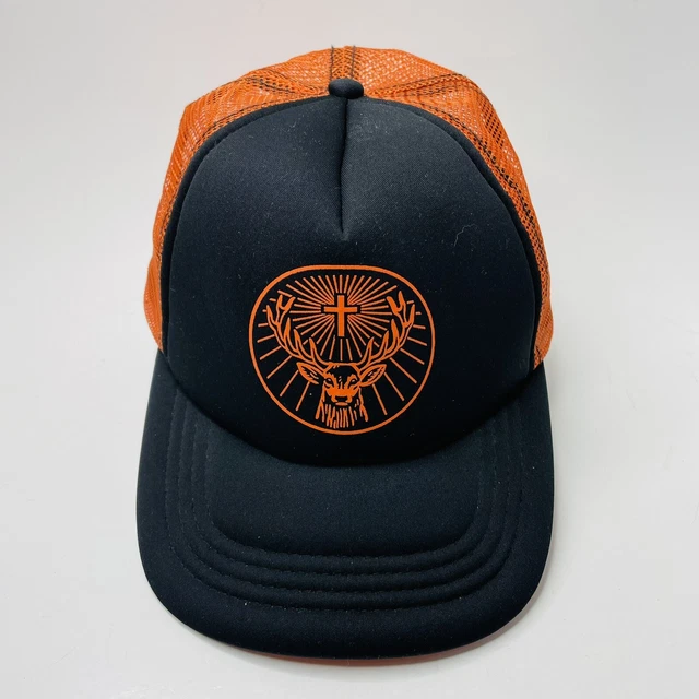 Jagermeister Black / Orange Cap Stag Logo Snapback Baseball Cap