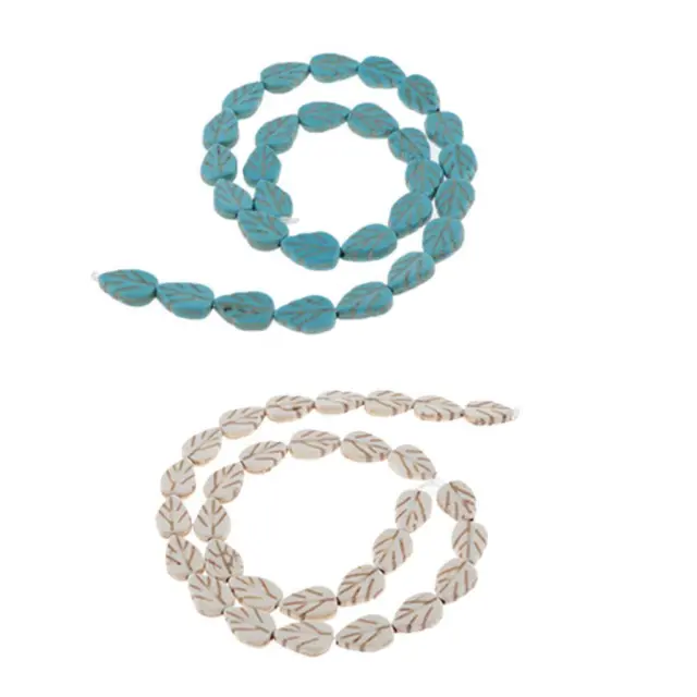 30x Turquoise Feuille Perles Fabrication de Bijoux Bracelets de Cheville