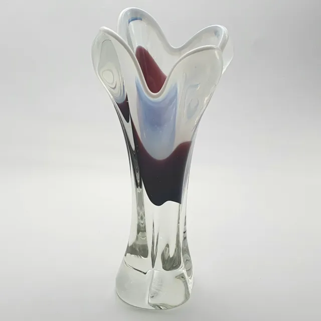 Vintage CHRIBSKA 60s Czech Sommerso Art Glass Vase 9.75" Designer Josef Hospodka