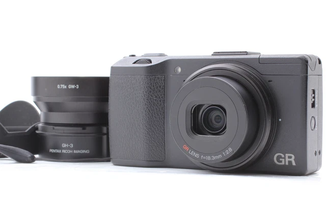 [Near MINT] 4530 Conversion Lens GW-3 GH-3 Ricoh GR 16.2MP Digital Camera JAPAN