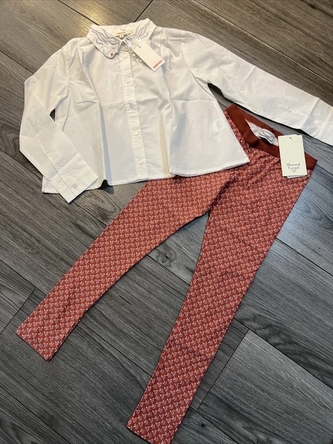 Pacchetto outfit ragazze designer camicia / leggings maggiorali età 6-7 nuovi con etichette