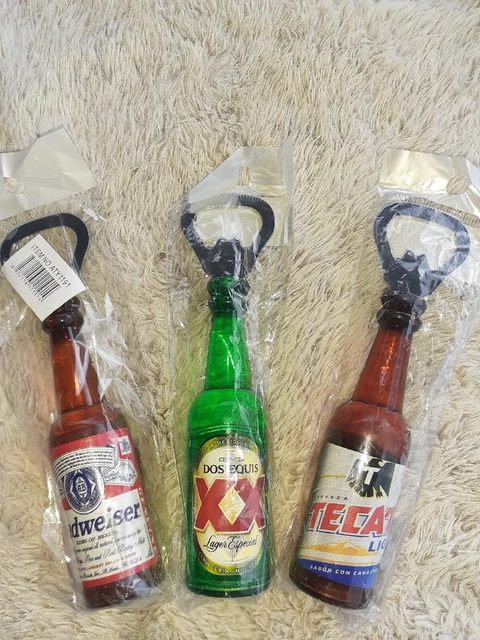 3 Pc Budweiser Dos Equis and Tecate Liquid Filled Fridge Magnet  Bottle Opener