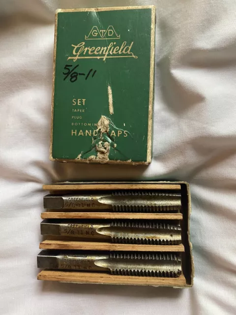 Greenfield GTD #303 Hand Taps 5/8 - 11 NC Set of 3 Taper Plug Bottoming USA Made
