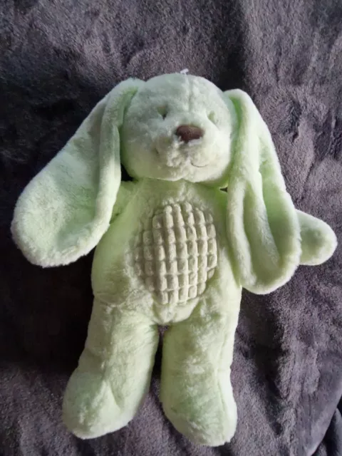 DOUDOU PELUCHE LAPIN TEX BABY NICOTOY VERT ANIS UNI DAMIER CARRE 35cm NEUF
