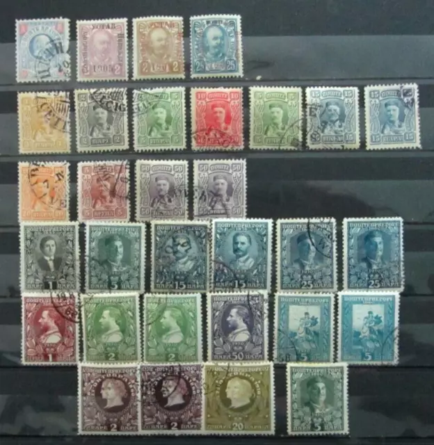 Briefmarken Montenegro Lot von 1907-1913 vorwiegend grstempelt