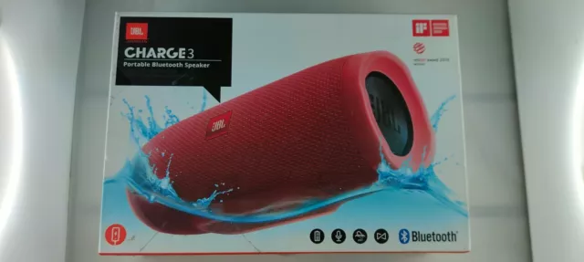 Enceinte Bluetooth JBL Charge 3 rouge complète.