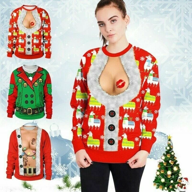 Uomo Donna Natale Pullover Felpa Maglione Top Divertente Novità Brutto Natale