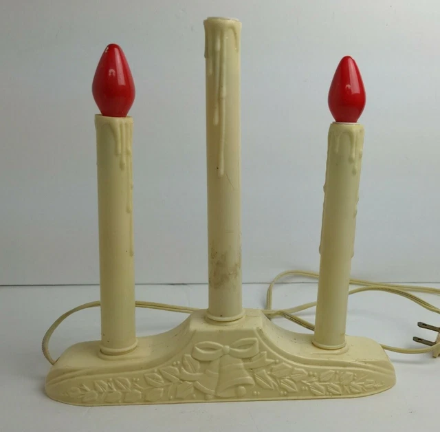 VINTAGE CHRISTMAS 3 Light Window Candle Electric Plastic Drip