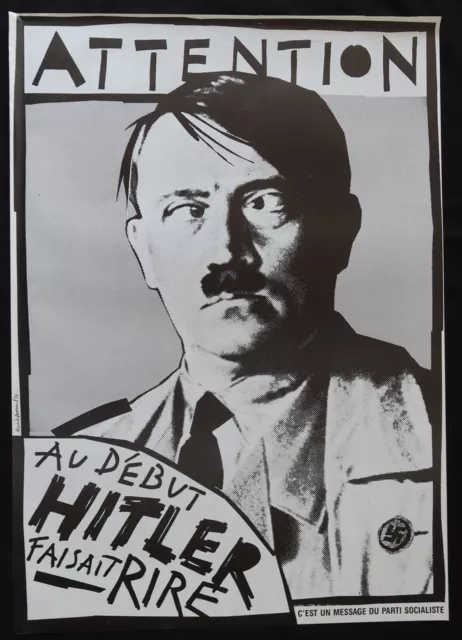 Affiche PS 1987 LE QUERNEC Attention au début Hitler faisait rire 62x88cm 1273