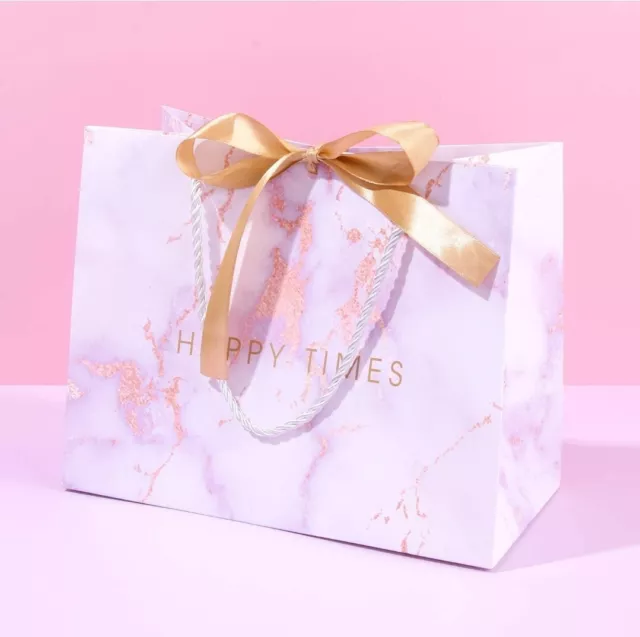Gift Bags, Medium Gif Genenic 10 Pack Pink Marble, Party,wedding, Favors.