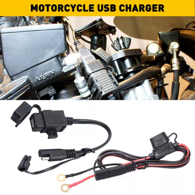 Motorcycle SAE to USB Cable Adapter 2.1A Waterproof Phone USB Charger Socket Kit