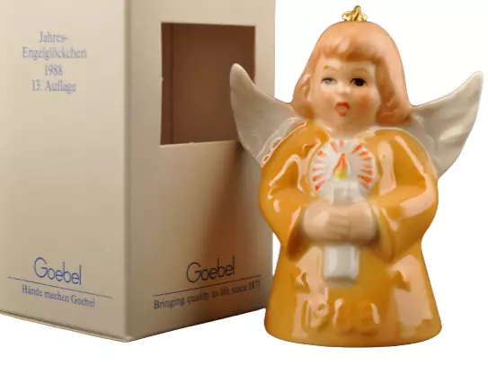 GOEBEL Annual Angel Bell 1988 Christmas Ornament Yellow with Candle MIB