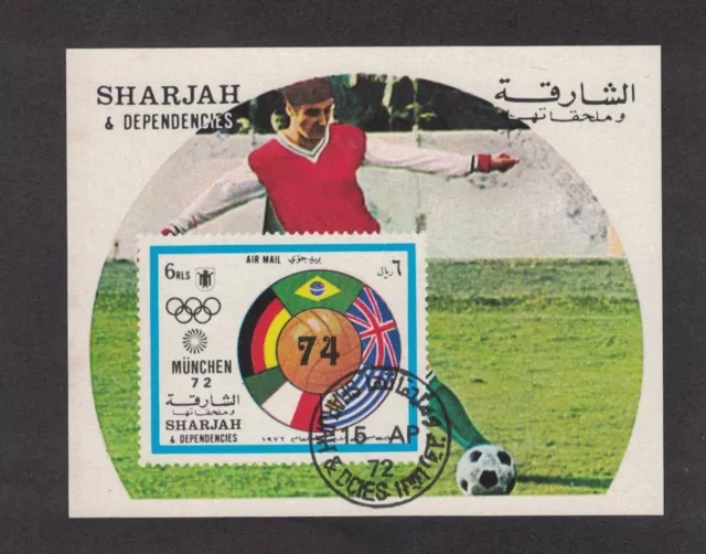 Sharjah - Jeux Olympiques de Munich 1972 Football. Feuille souvenir. Annulé #02 SHAHS