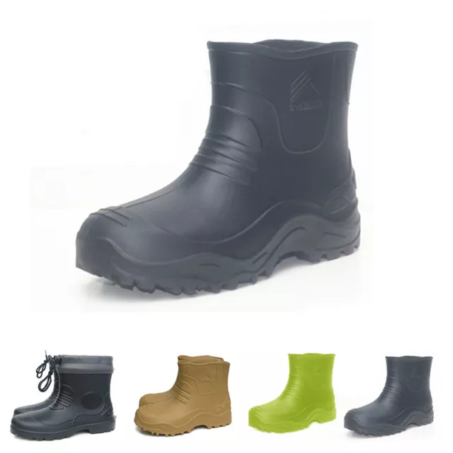 Men Womens Rainboots Mid Top Wellingtons Short Gumboots Chef Gardener Work Shoes