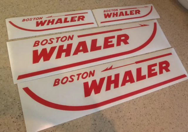 Boston Whaler Vintage Boat Decals Die-Cut 4-Pak 18" FREE SHIP + Free Fish Decal!