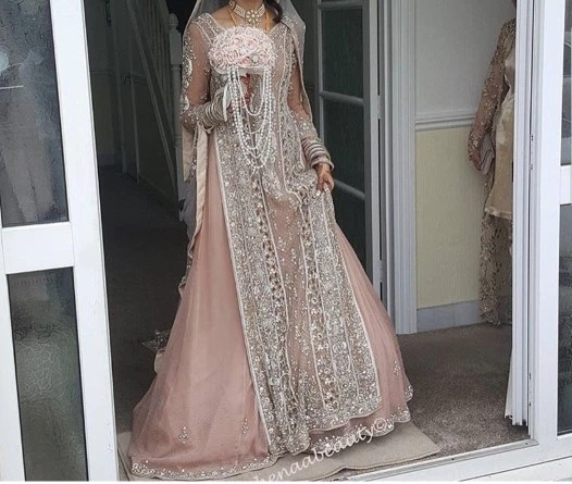 open lace back dress Pastel Blue Wedding Lehenga - Indian Bridal Wear