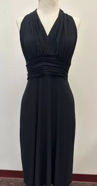 Jones New York Black Halter Dress Womens Size 4 Ruched & Pleated Top & Waist