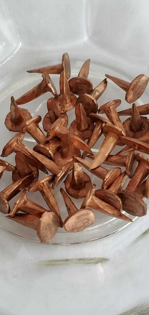 3/4" Flat Head Cut Tacks VINTAGE SOLID COPPER TACKS Sharp 100 Nail 2