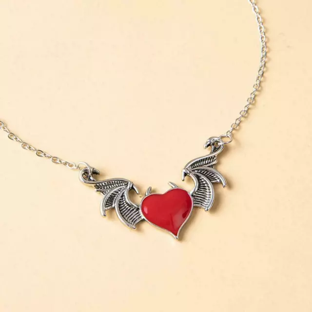 Demon Wing Necklace Punk Heart Devil Necklace Vinatge Bat SHIPPING FAST D1B4