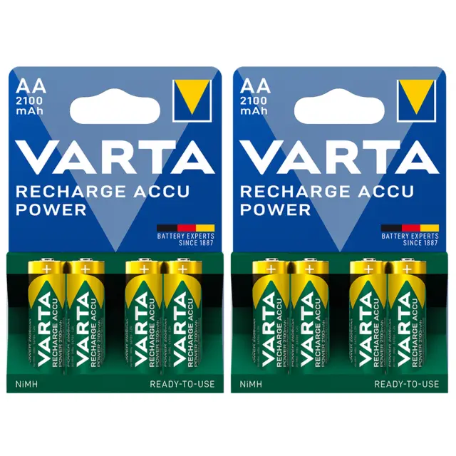 Varta AA HR6 2100mAh Rechargeable Batteries x 8 *Latest Generation Accu*