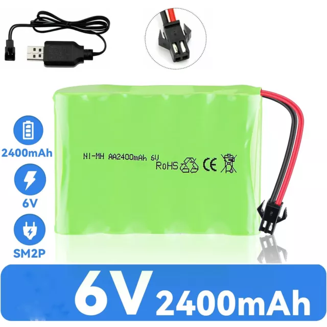 6V Ni-MH 5*AA Battery Pack 2400mAh SM-2P 2Pin Plug with USB Charger for RC Car