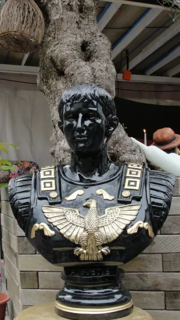 Büste Römischer Kaiser Augustus Figur Möbel Kopf Säule Garten Statue Mar G 20300