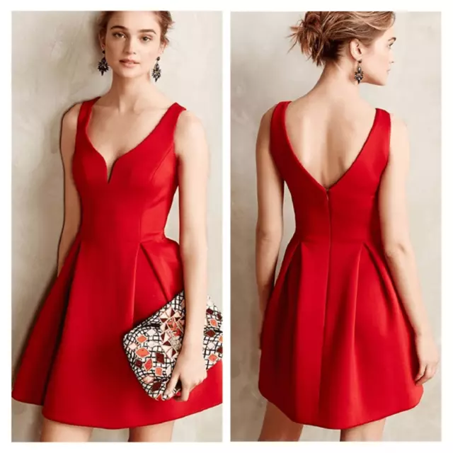 Ali Ro Anthropologie Red Fit And Flare Dress New With Tags Size 4