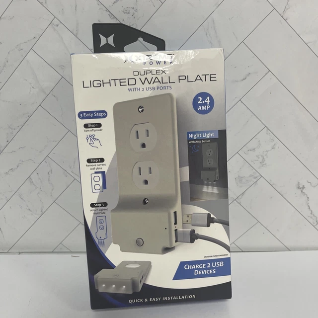 Xtreme Power Duplex Iluminada Placa de Pared 2 Cargador Puertos USB Tabletas Portátiles Nuevo