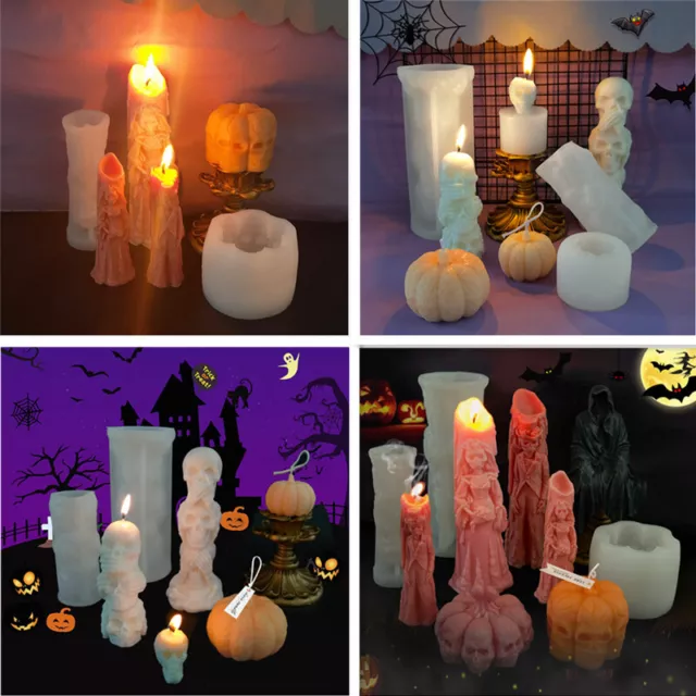 Halloween Candle Molds 3D Silicone for DIY Wax Making Moulds Soap Resin Craft UK