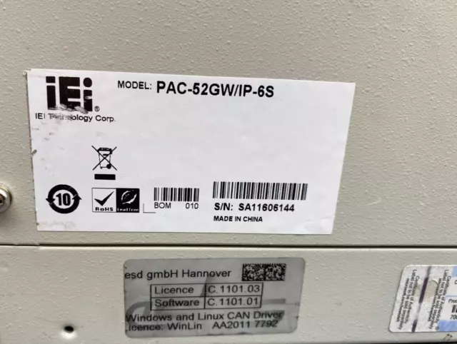 Iei Pac-52Gw/Ip-6S + De La Rue 4002110002 Avec Windows Xp Pro Software 3