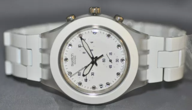 Swatch Swiss Unisex Full Blooded Chrono White Dial White Steel Watch SVCK4038G