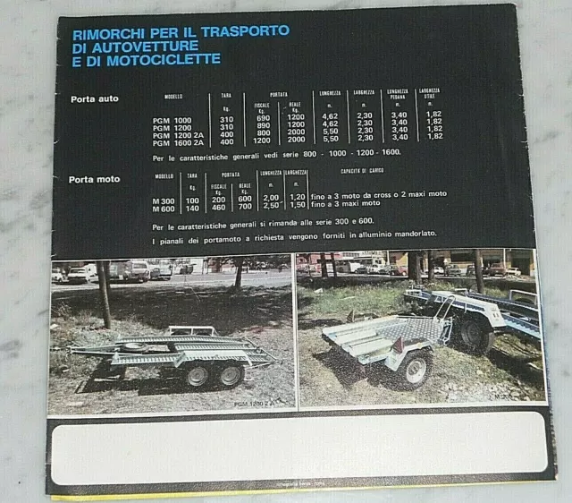 1978 Rimorchi Auto Moto Bar Ganci Staffe Traino Transit Plini Gigliotti Brochure