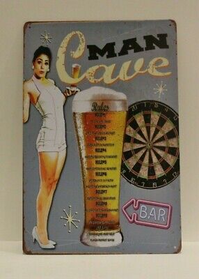 New Bar Man Cave Rules Sexy Pinup Girl Tin Poster Beer Sign Men's Home Decor Art