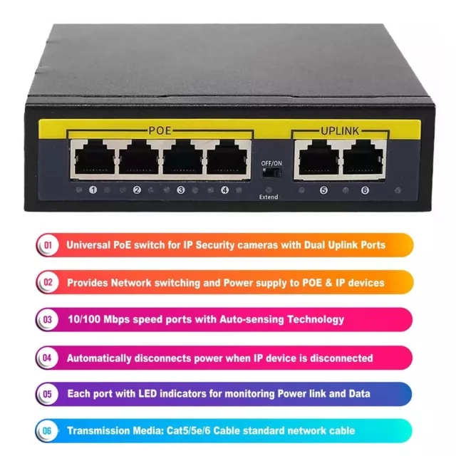 StarTech.com Industrial 6 Port Gigabit Ethernet Switch w/4 PoE RJ45 +2 SFP  Slots 30W 802.3at PoE+ 12-48VDC 10/100/1000 Mbps -40C to 75C - Industrial 6