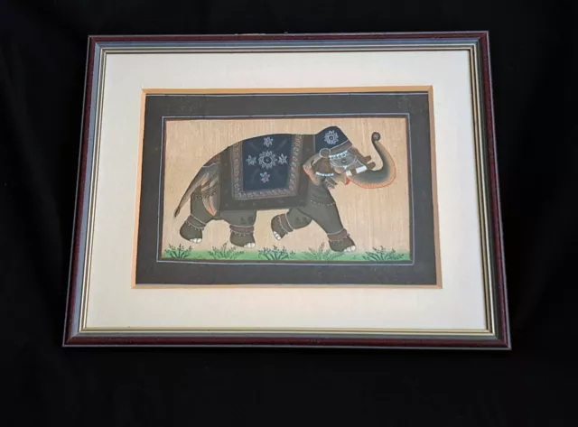 Quadro con elefante dipinto a mano, India anni '70