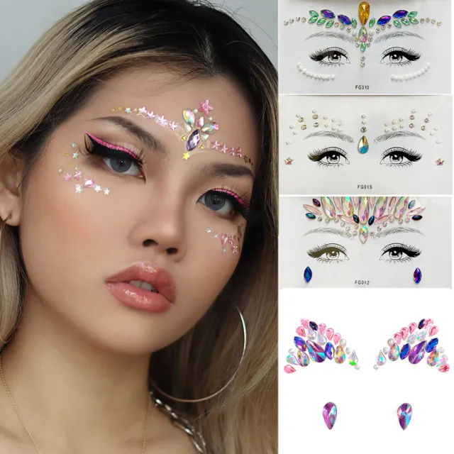Body Adhesive Glitter Stickers Crystal Tattoo Party Face Eye Gems