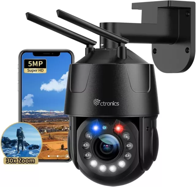 Überwachungskamera 5 MP 30X optischer Zoom Metall WiFi Außenbereich 2,4/5 GHz 360° Ansicht CCTV